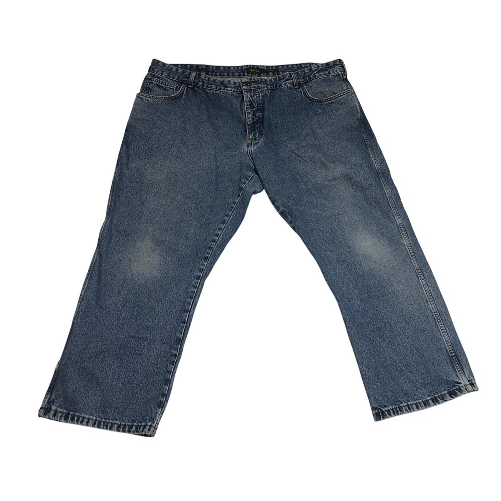Cabelas Mens Relaxed Fit Blue Denim Jeans 44x27 Medium Wash Rugged Workwear